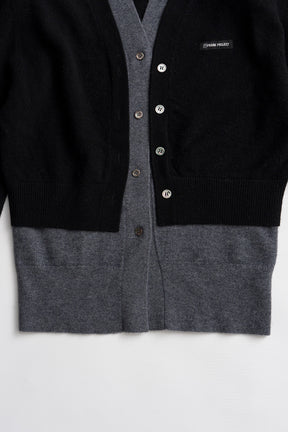 Yak Blend V-Neck Layered Knit Cardigan - 2026AUTUMN
