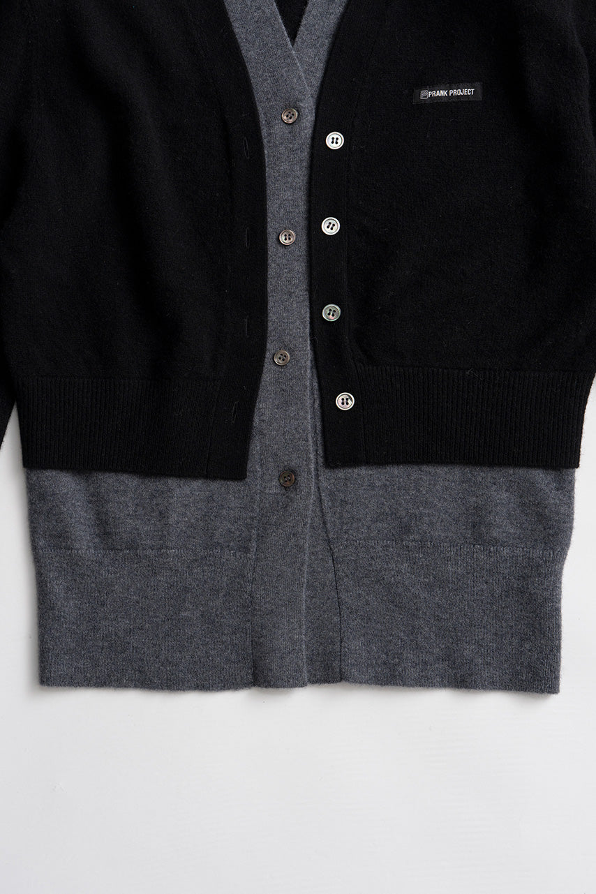 Yak Blend V-Neck Layered Knit Cardigan - 2026AUTUMN