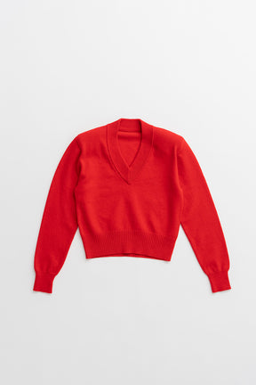 Pure Wool V-Neck Shoulder Knit - 2026AUTUMN