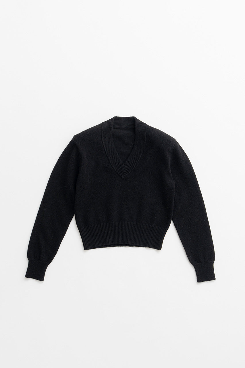 Pure Wool V-Neck Shoulder Knit - 2026AUTUMN