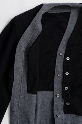 Yak Blend V-Neck Layered Knit Cardigan - 2026AUTUMN