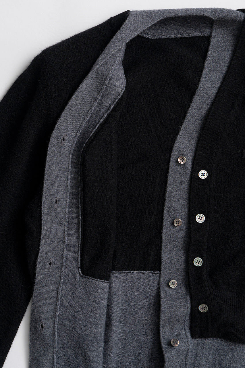 Yak Blend V-Neck Layered Knit Cardigan - 2026AUTUMN