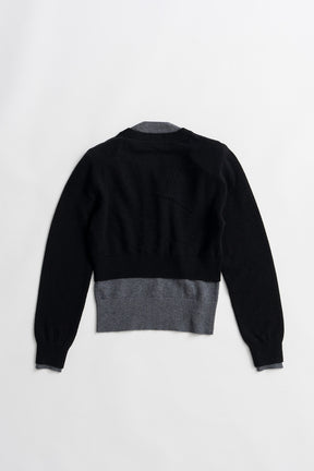 Yak Blend V-Neck Layered Knit Cardigan - 2026AUTUMN
