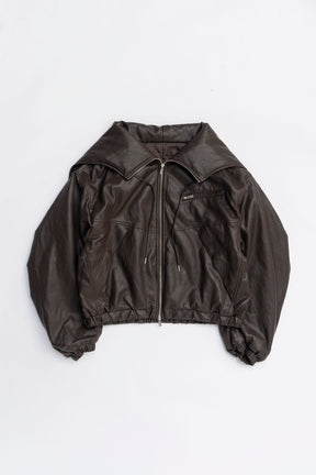 Faux Leather Padded Trucker Jacket - 2025 WINTER