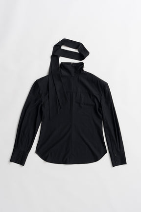 High-Neck Power Shoulder Shirt - 2026AUTUMN