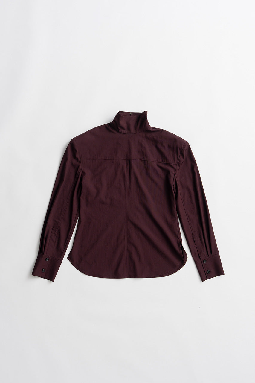 High-Neck Power Shoulder Shirt - 2026AUTUMN