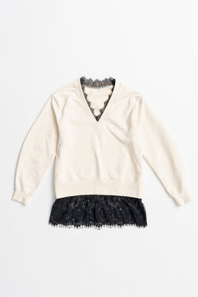 V-Neck Lace Sweatshirt - 2026AUTUMN