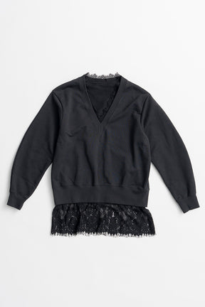 V-Neck Lace Sweatshirt - 2026AUTUMN