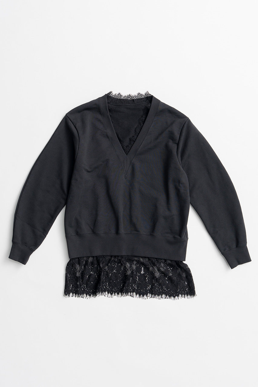 V-Neck Lace Sweatshirt - 2026AUTUMN