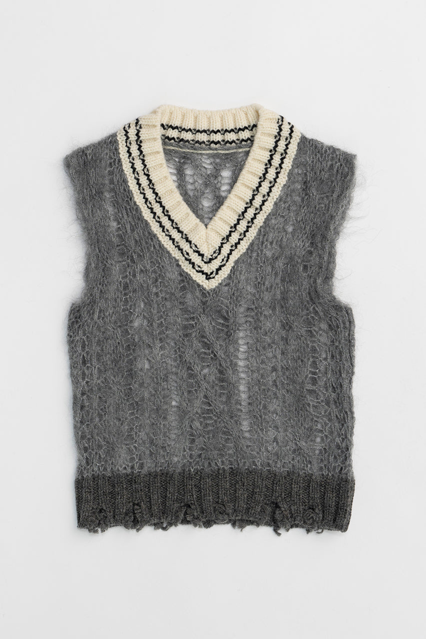 Sheer Tilden Knit Vest