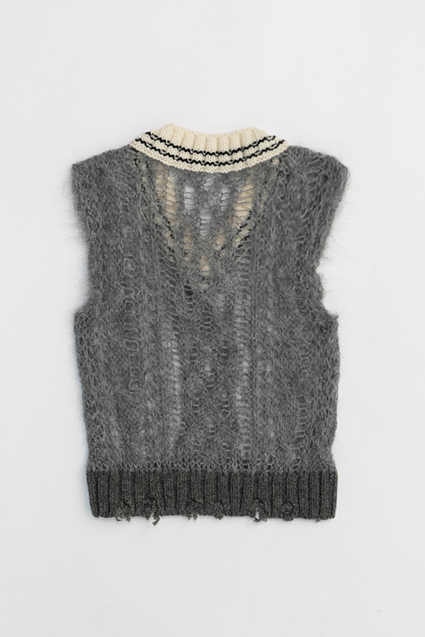 Sheer Tilden Knit Vest