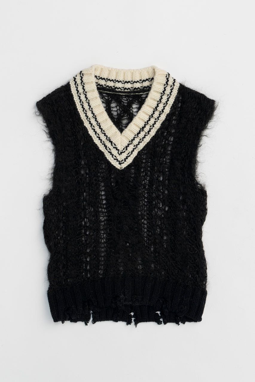 Sheer Tilden Knit Vest