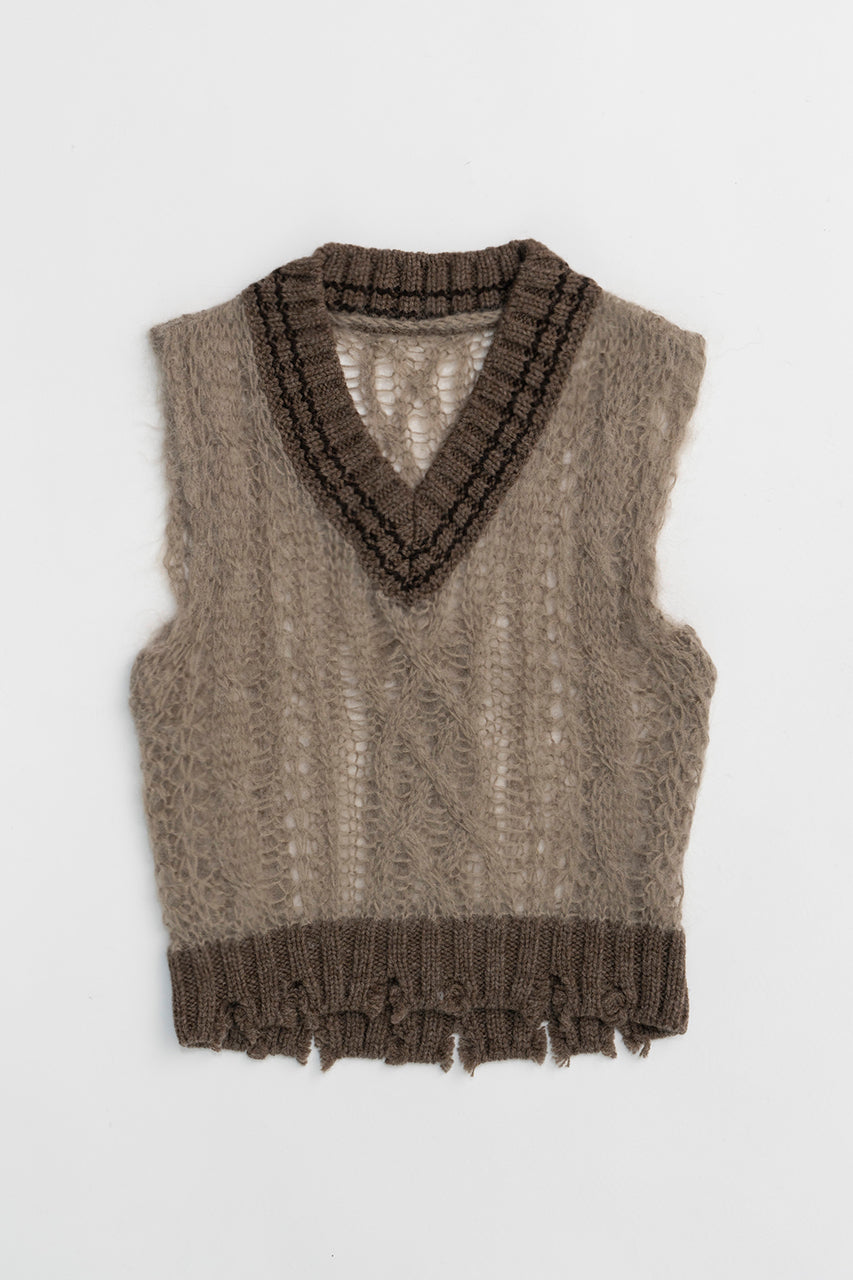 Sheer Tilden Knit Vest