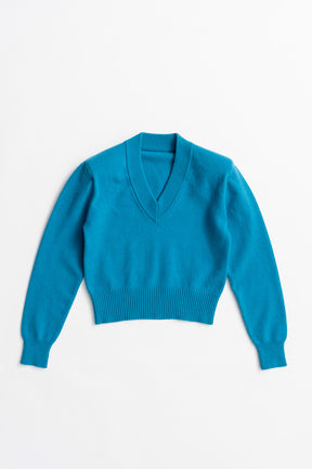 Pure Wool V-Neck Shoulder Knit - 2026AUTUMN