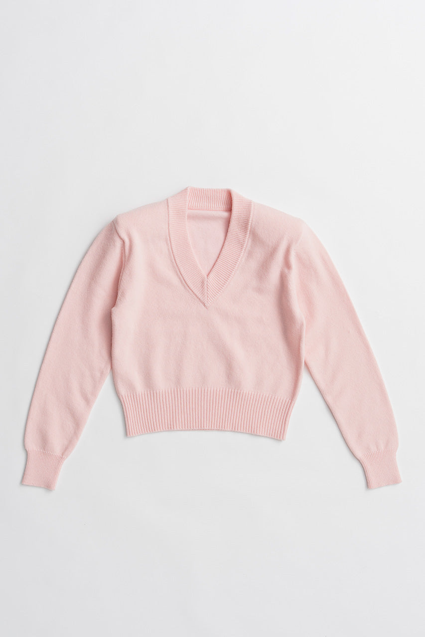 Pure Wool V-Neck Shoulder Knit - 2026AUTUMN