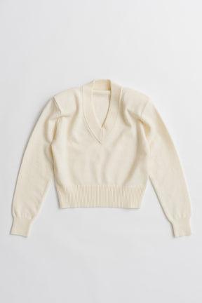 Pure Wool V-Neck Shoulder Knit - 2026AUTUMN