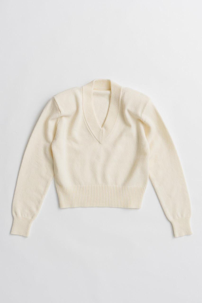 Pure Wool V-Neck Shoulder Knit - 2026AUTUMN