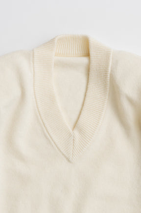 Pure Wool V-Neck Shoulder Knit - 2026AUTUMN