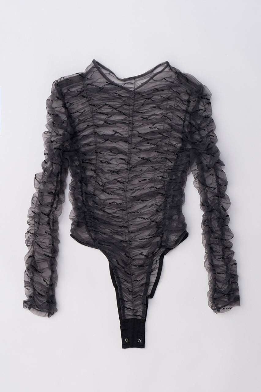 [SALE] Flocky Logo Tulle Bodysuit