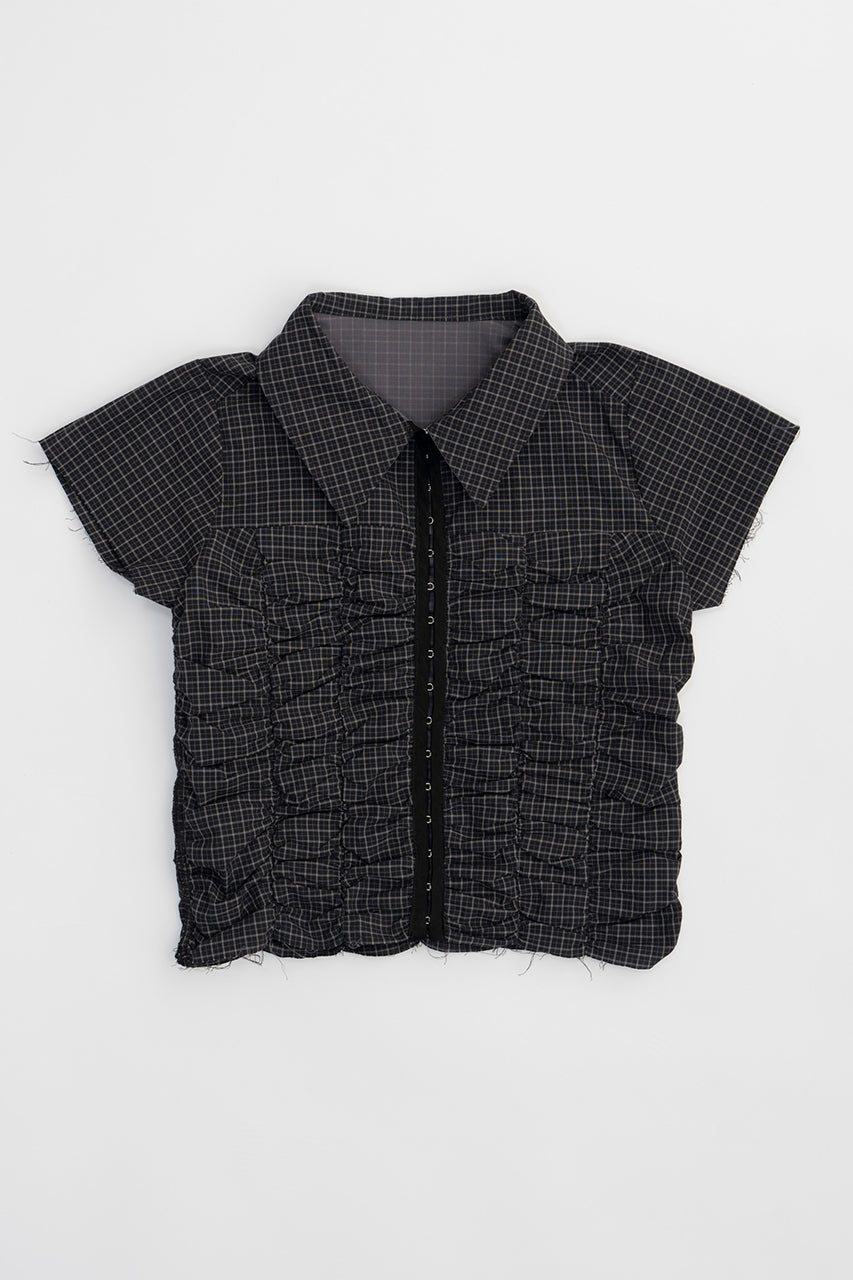 [24SUMMER PRE ORDER] Reversible Sheer Layered Check Shirt