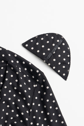 Asymmetrical Pleated Dot Dress - 2026AUTUMN