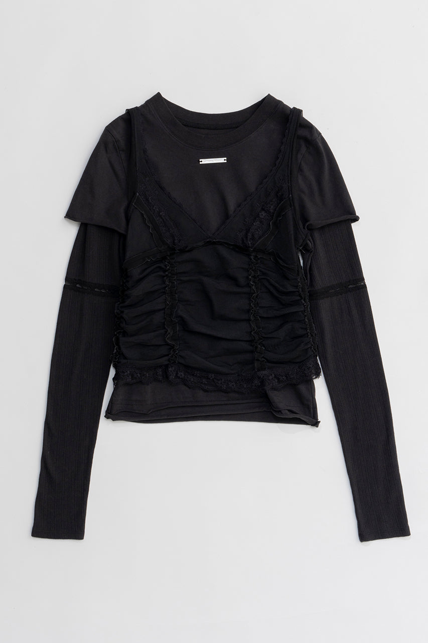 【25 SPRING PRE ORDER】Bustier Layered Lace Trim Top