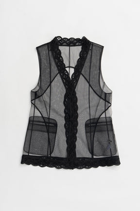 Trimmed Lace Tulle Gilet - 2025 SUMMER
