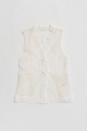 Trimmed Lace Tulle Gilet - 2025 SUMMER