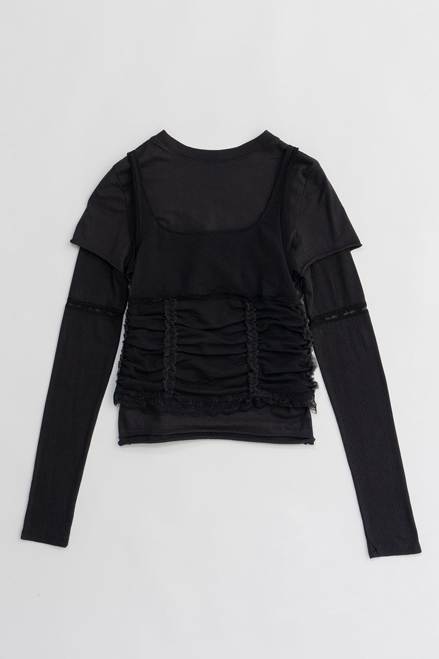 【25 SPRING PRE ORDER】Bustier Layered Lace Trim Top