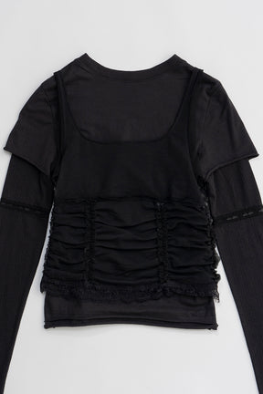 【25 SPRING PRE ORDER】Bustier Layered Lace Trim Top