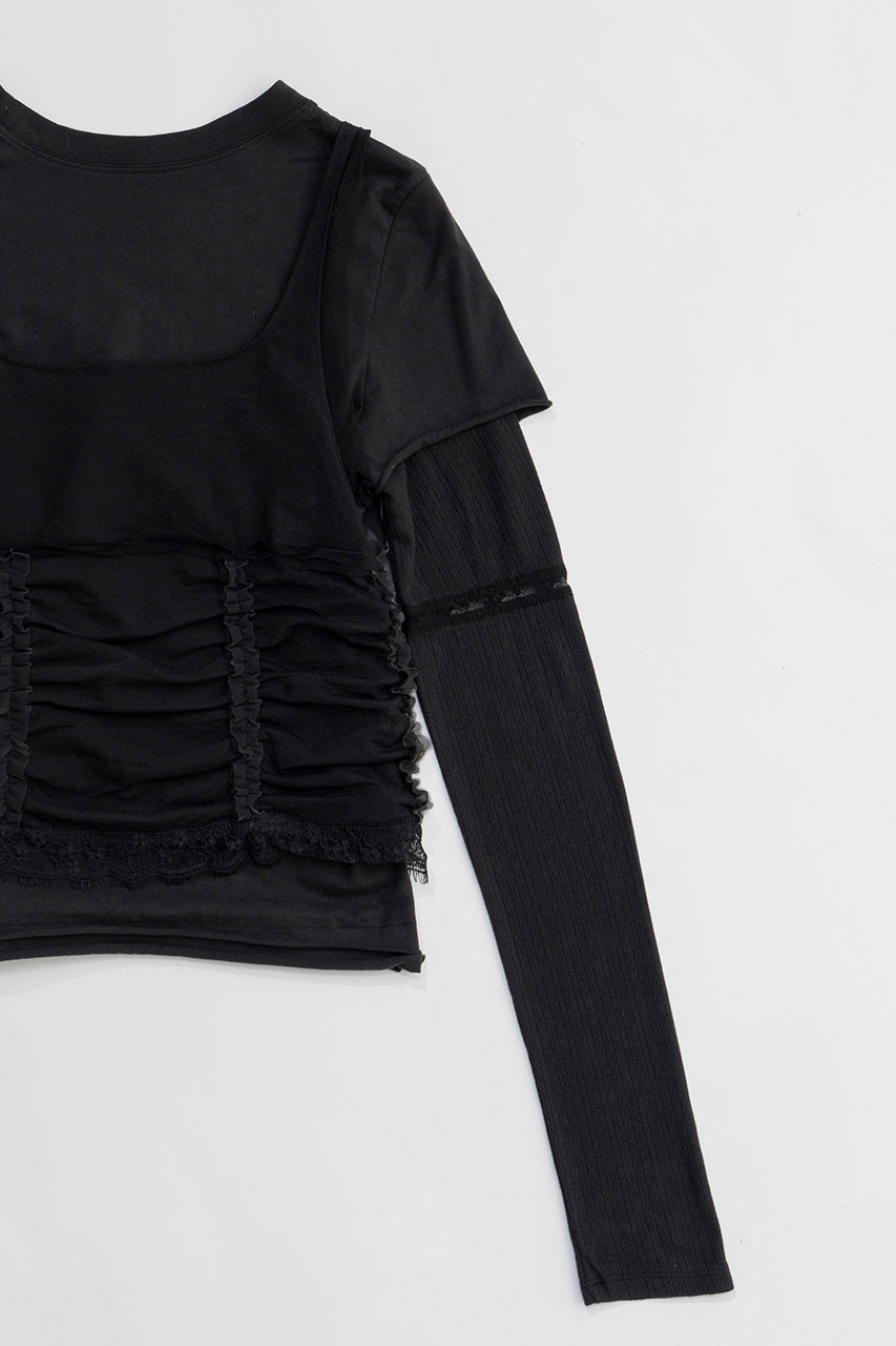 【25 SPRING PRE ORDER】Bustier Layered Lace Trim Top