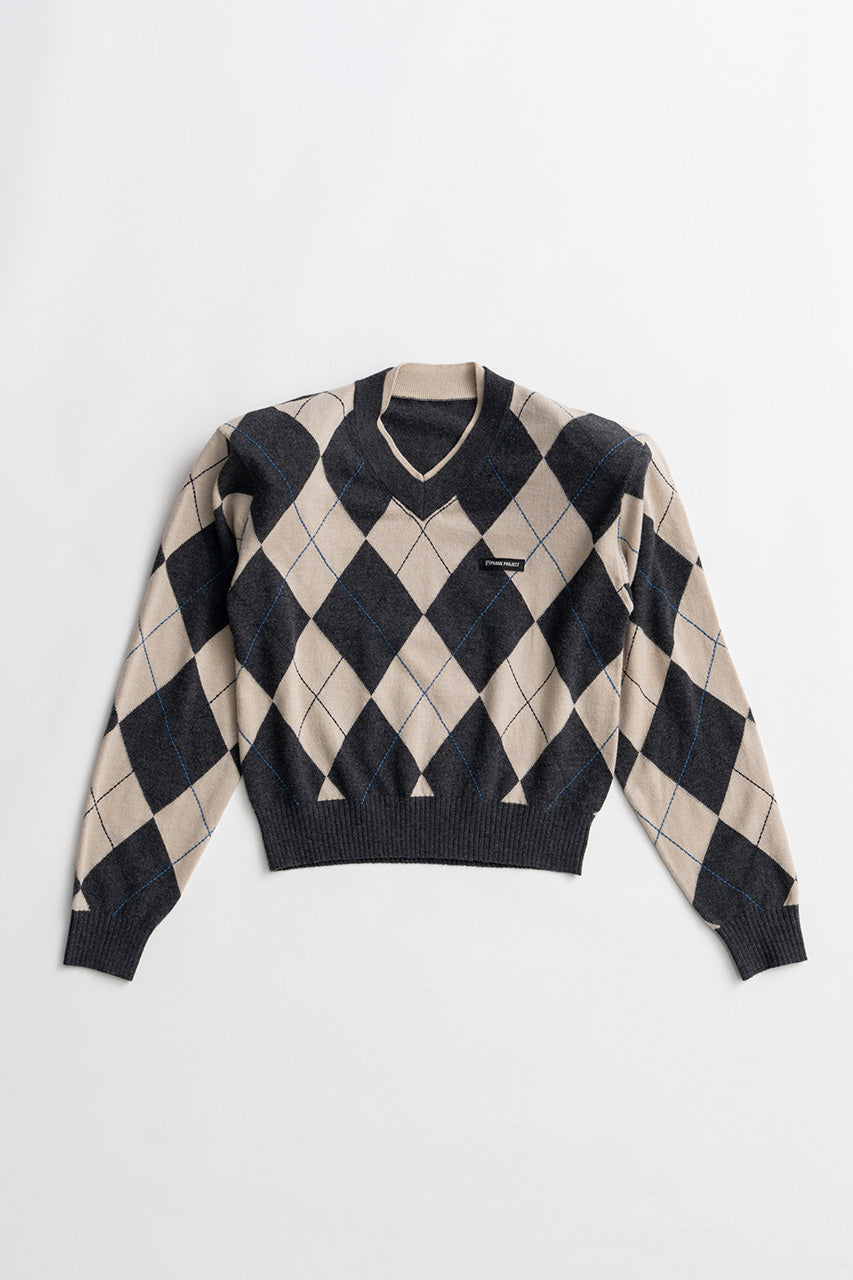 Argyle Power Shoulder Knit - 2026AUTUMN