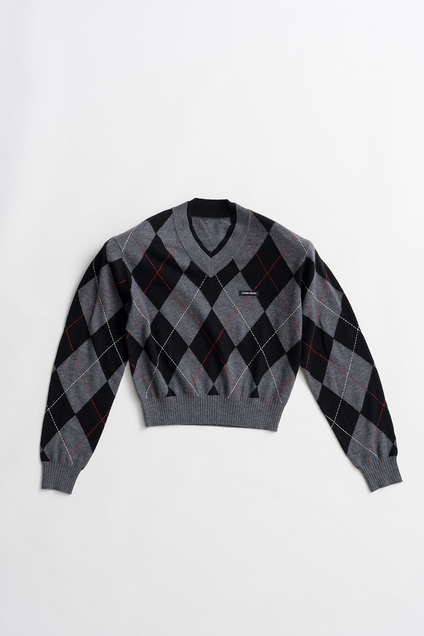 Argyle Power Shoulder Knit - 2026AUTUMN