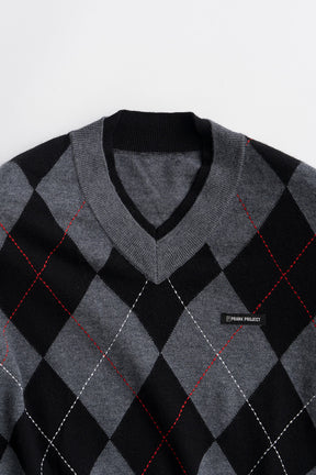 Argyle Power Shoulder Knit - 2026AUTUMN