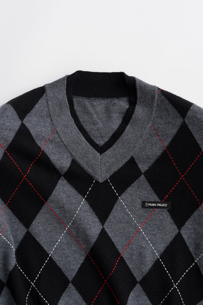 Argyle Power Shoulder Knit - 2026AUTUMN