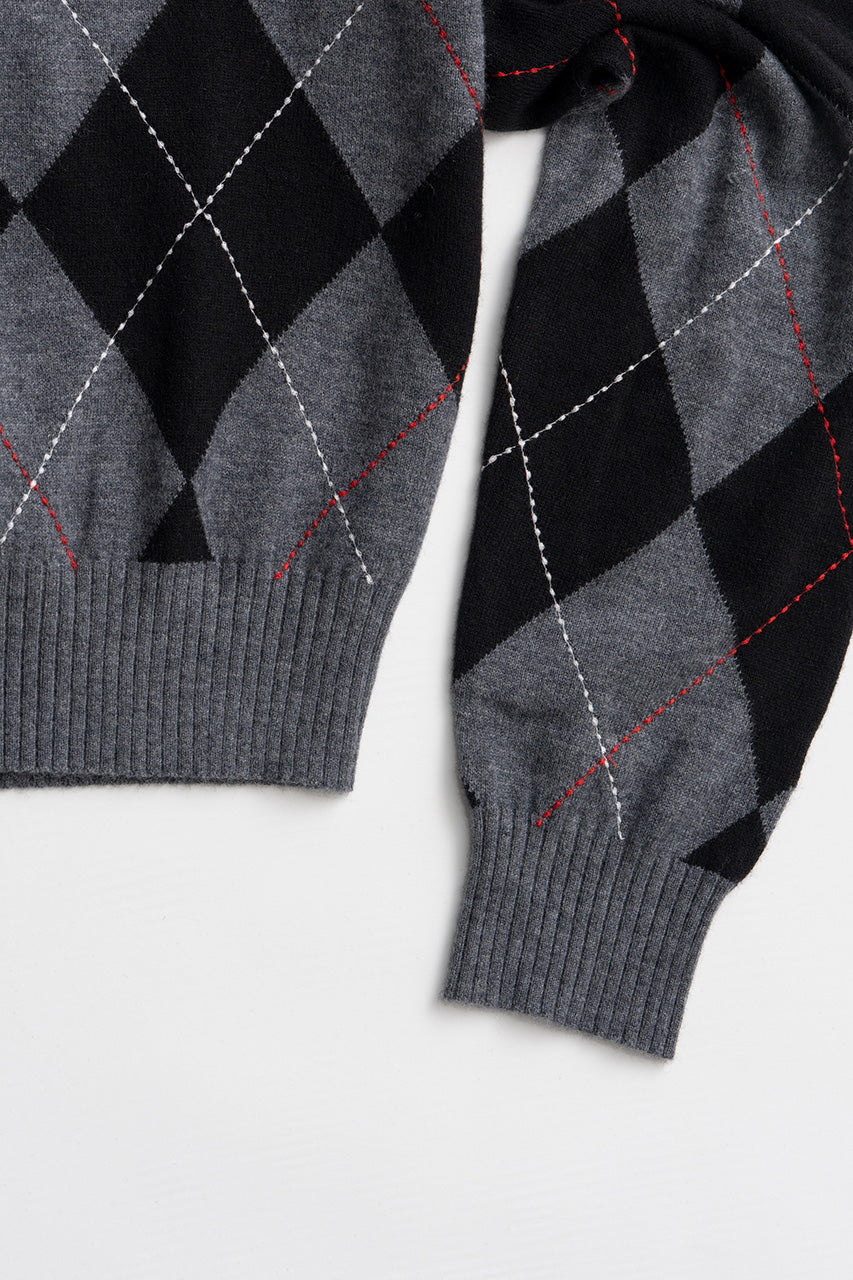 Argyle Power Shoulder Knit - 2026AUTUMN