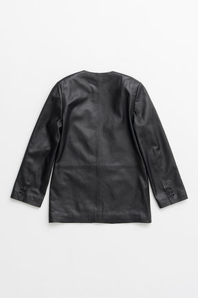 No-Collar Single Lamb Leather Jacket - 2026AUTUMN