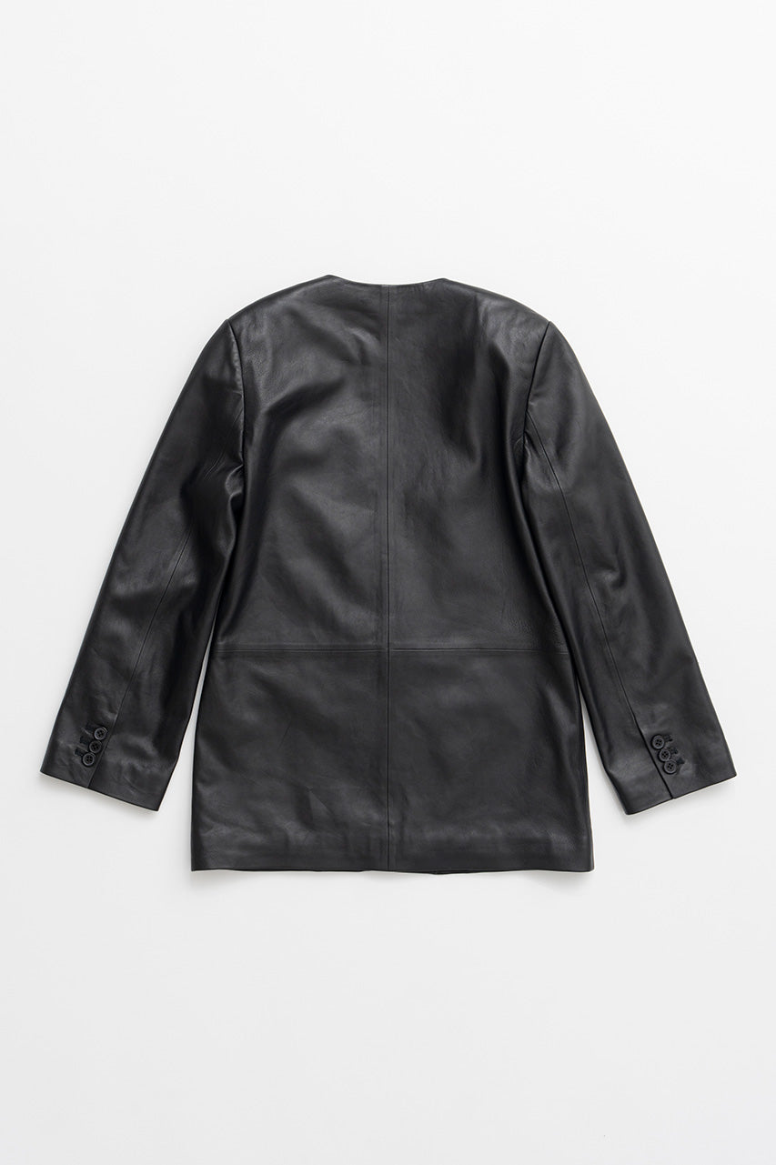 No-Collar Single Lamb Leather Jacket - 2026AUTUMN