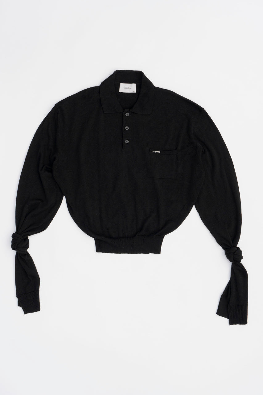 Knotted Sleeve Polo Jumper