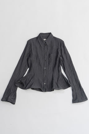 【25 SPRING PRE ORDER】Tulle layered ruffle hem fabric shirt