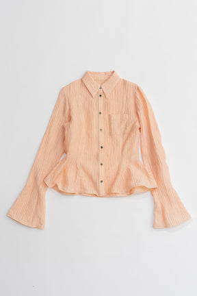 【25 SPRING PRE ORDER】Tulle layered ruffle hem fabric shirt