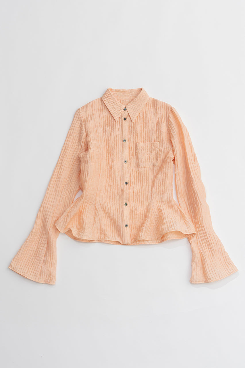 【25 SPRING PRE ORDER】Tulle layered ruffle hem fabric shirt