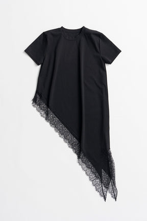 Asymmetric Lace Hem T-Shirt - 2026AUTUMN