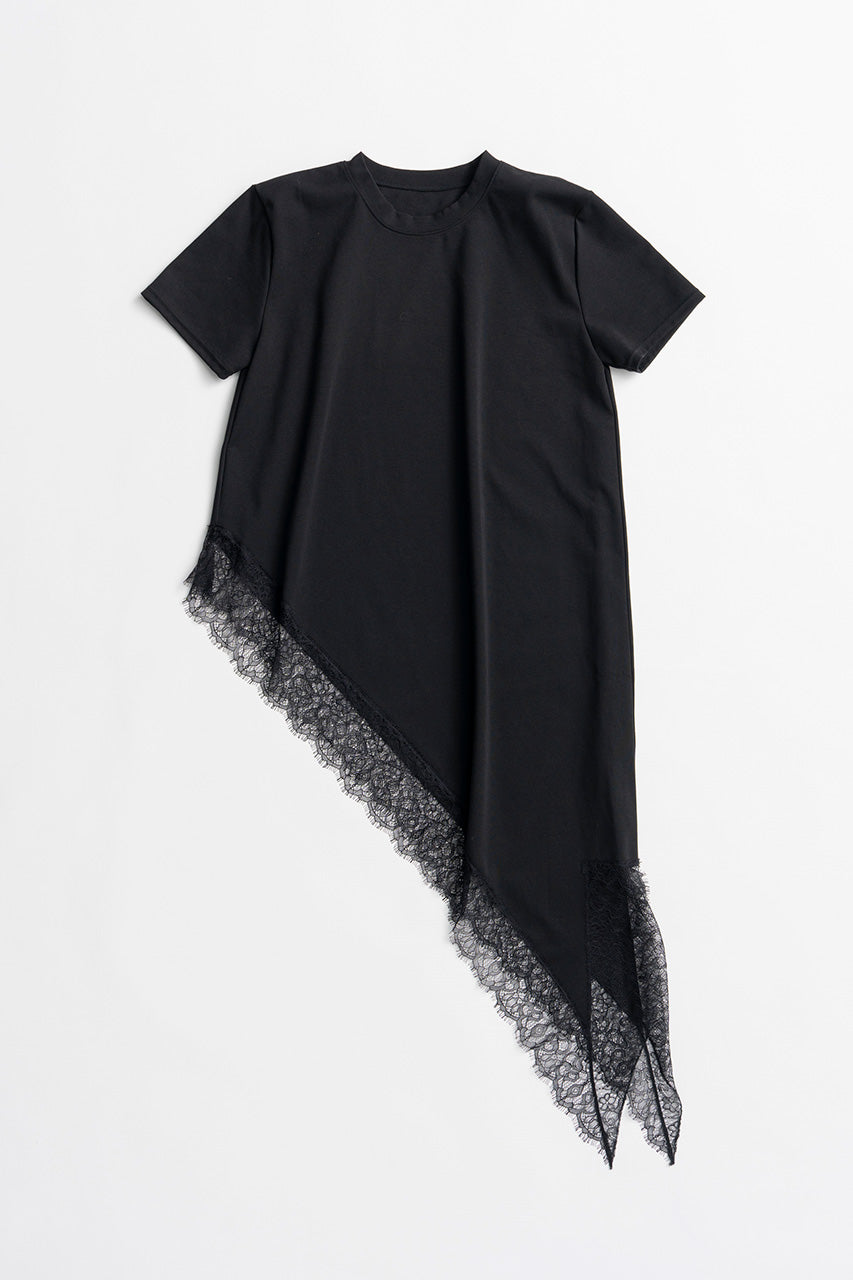 Asymmetric Lace Hem T-Shirt - 2026AUTUMN