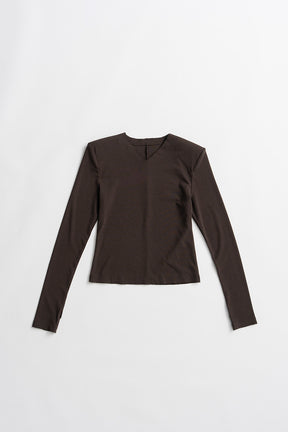 Wool Blend Shoulder Pad V-Neck Top - 2026AUTUMN