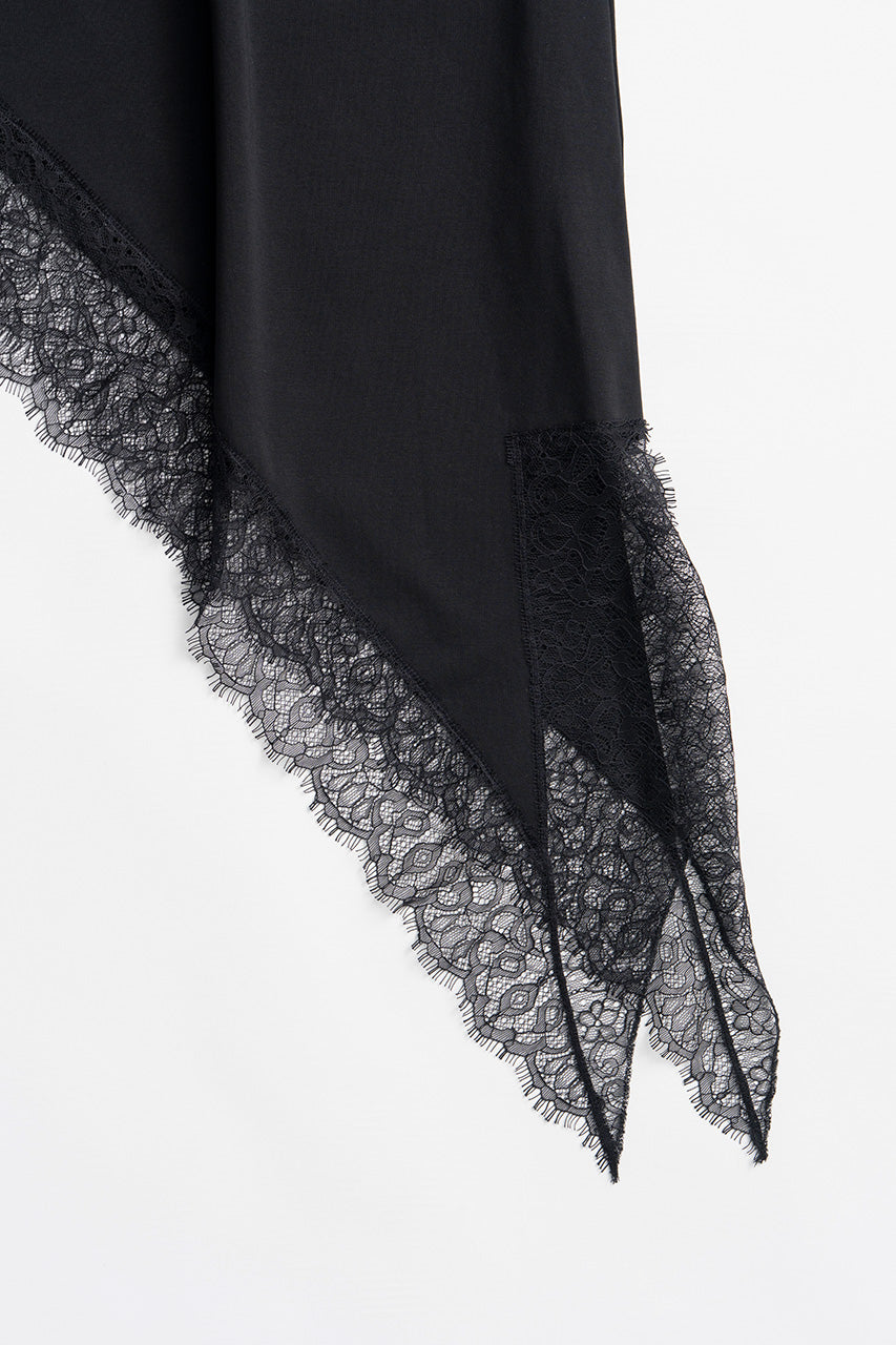 Asymmetric Lace Hem T-Shirt - 2026AUTUMN
