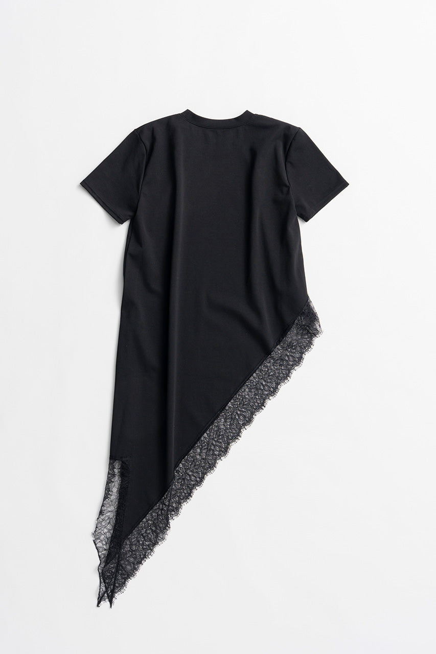 Asymmetric Lace Hem T-Shirt - 2026AUTUMN