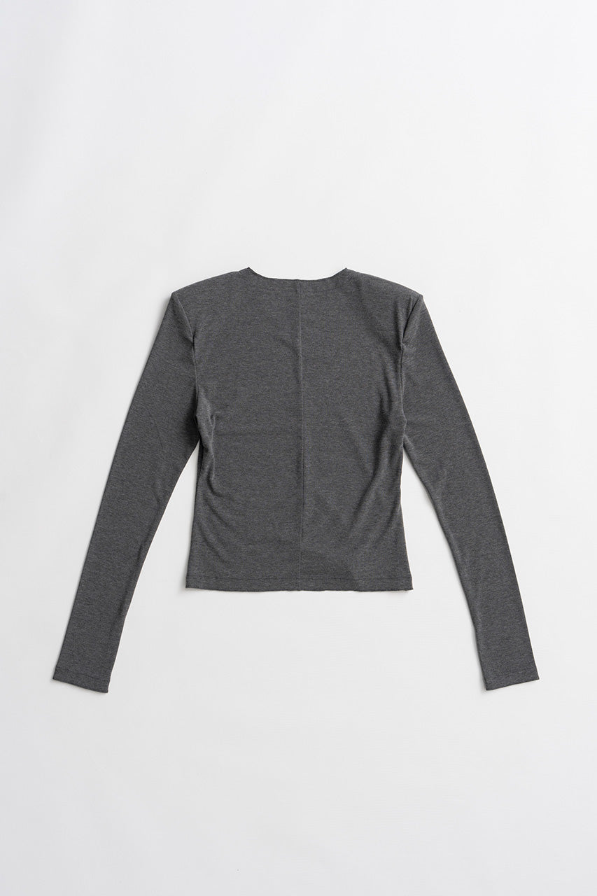 Wool Blend Shoulder Pad V-Neck Top - 2026AUTUMN