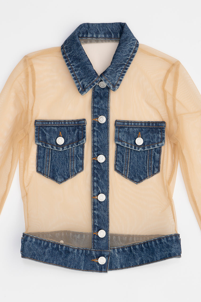 Tulle Illusion Denim Top