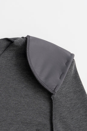 Wool Blend Shoulder Pad V-Neck Top - 2026AUTUMN